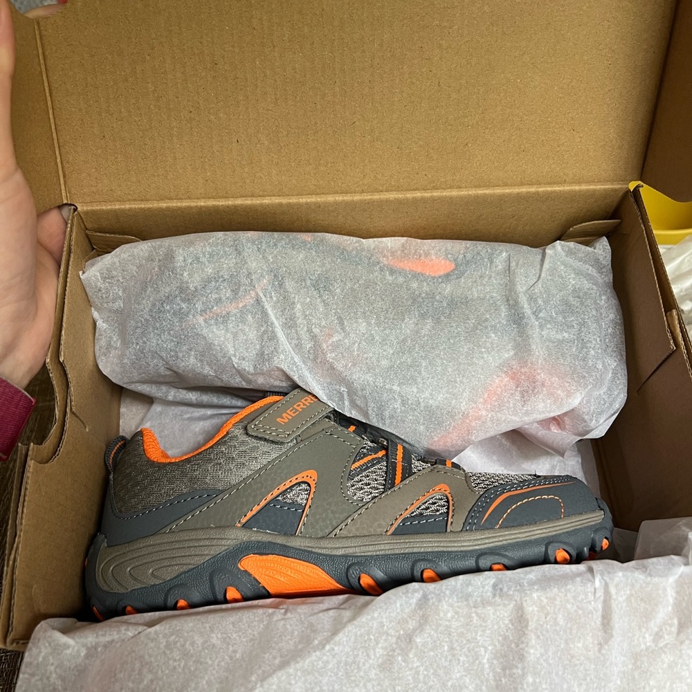 Merrell Kids Gray and Orange Outdoor Sneaker